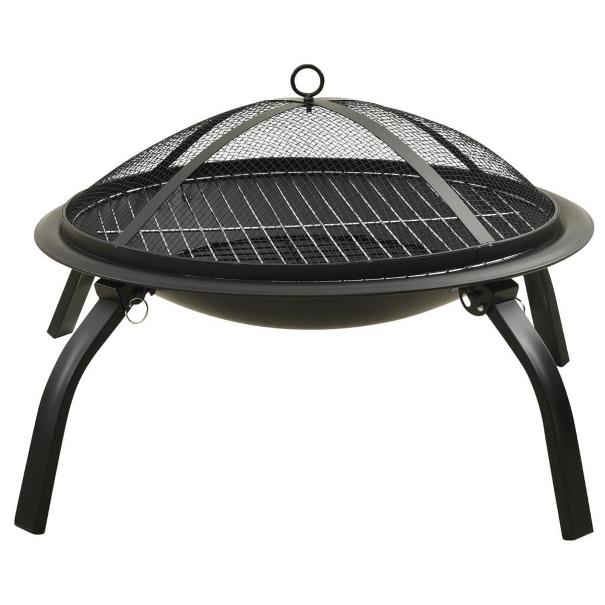 VIDAXL Foyer et barbecue avec tisonnier 2 en 1 56x56x49 cm Acier