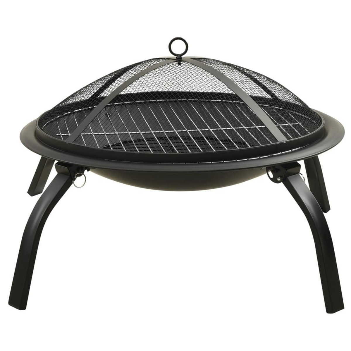 VIDAXL Foyer et barbecue avec tisonnier 2 en 1 56x56x49 cm Acier