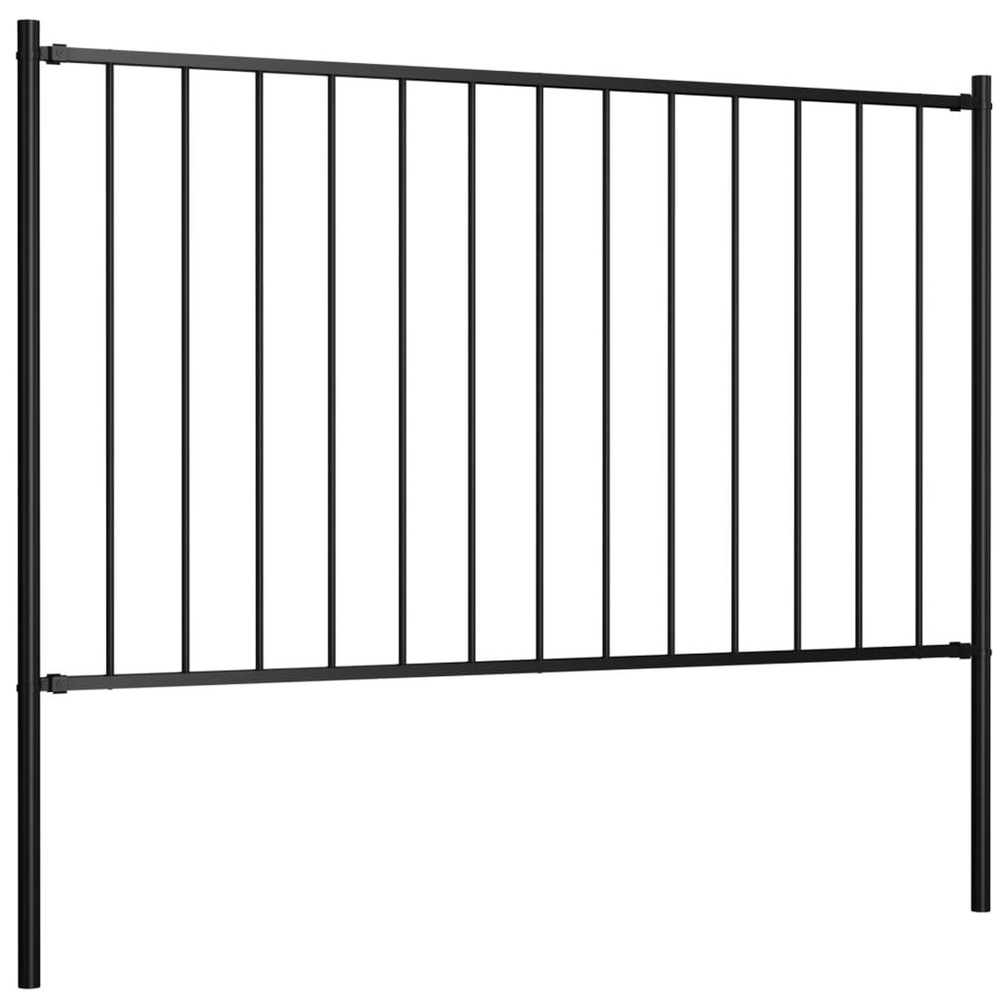 Voir la diapositive 2 : VIDAXL Panneau cloture et poteaux Acier enduit poudre 1,7x1,25 m Noir