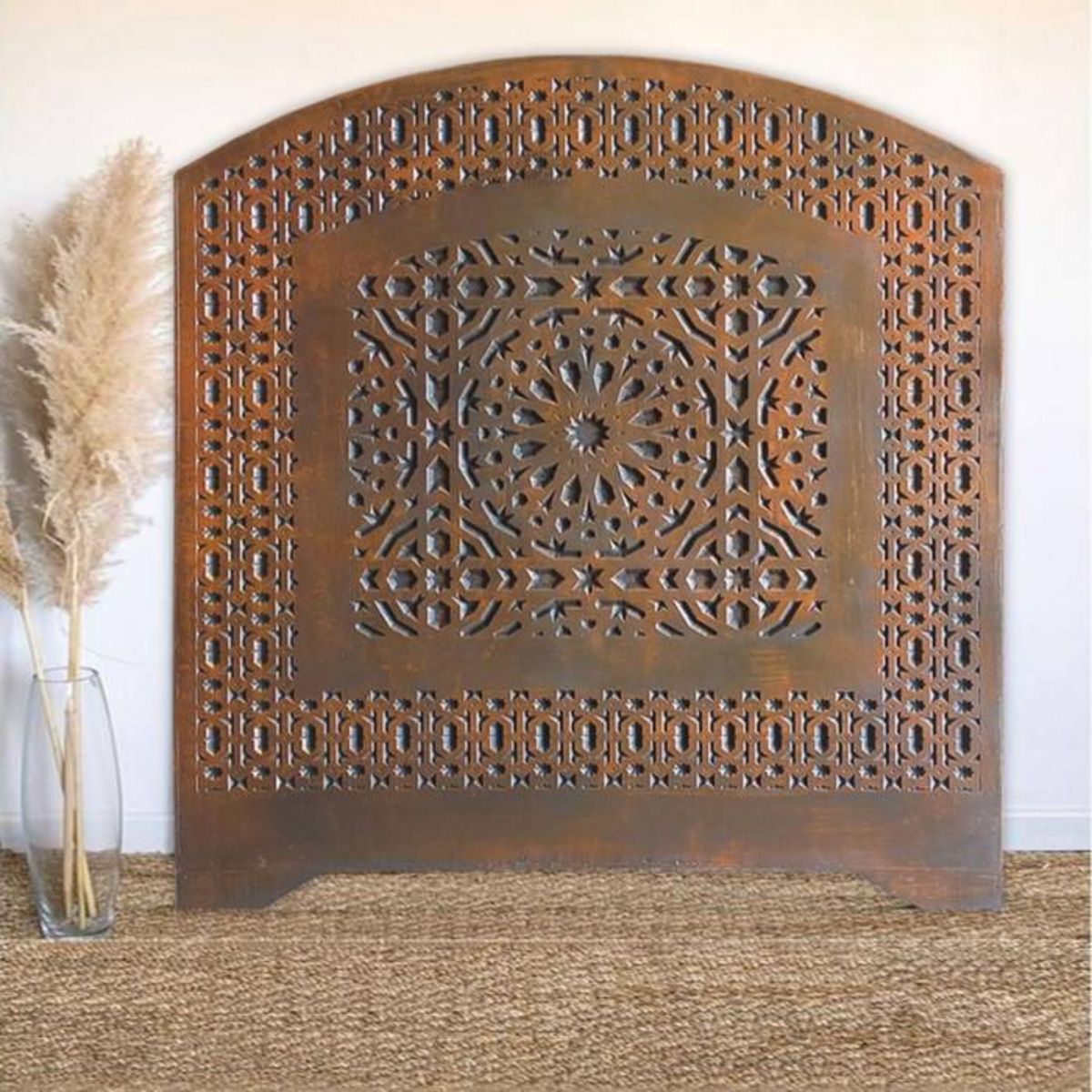 Paris Prix Tête de Lit Orientale en Bois  Sculpté  124cm Cuivre Rouge