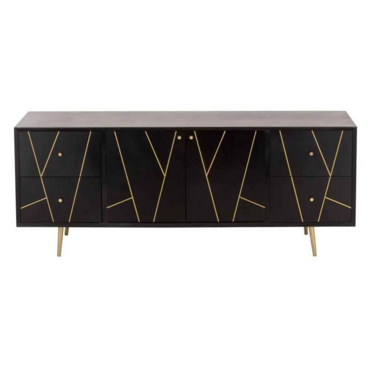 Paris Prix Buffet 4 Tiroirs & 2 Portes  Remina  150cm Noir & Or