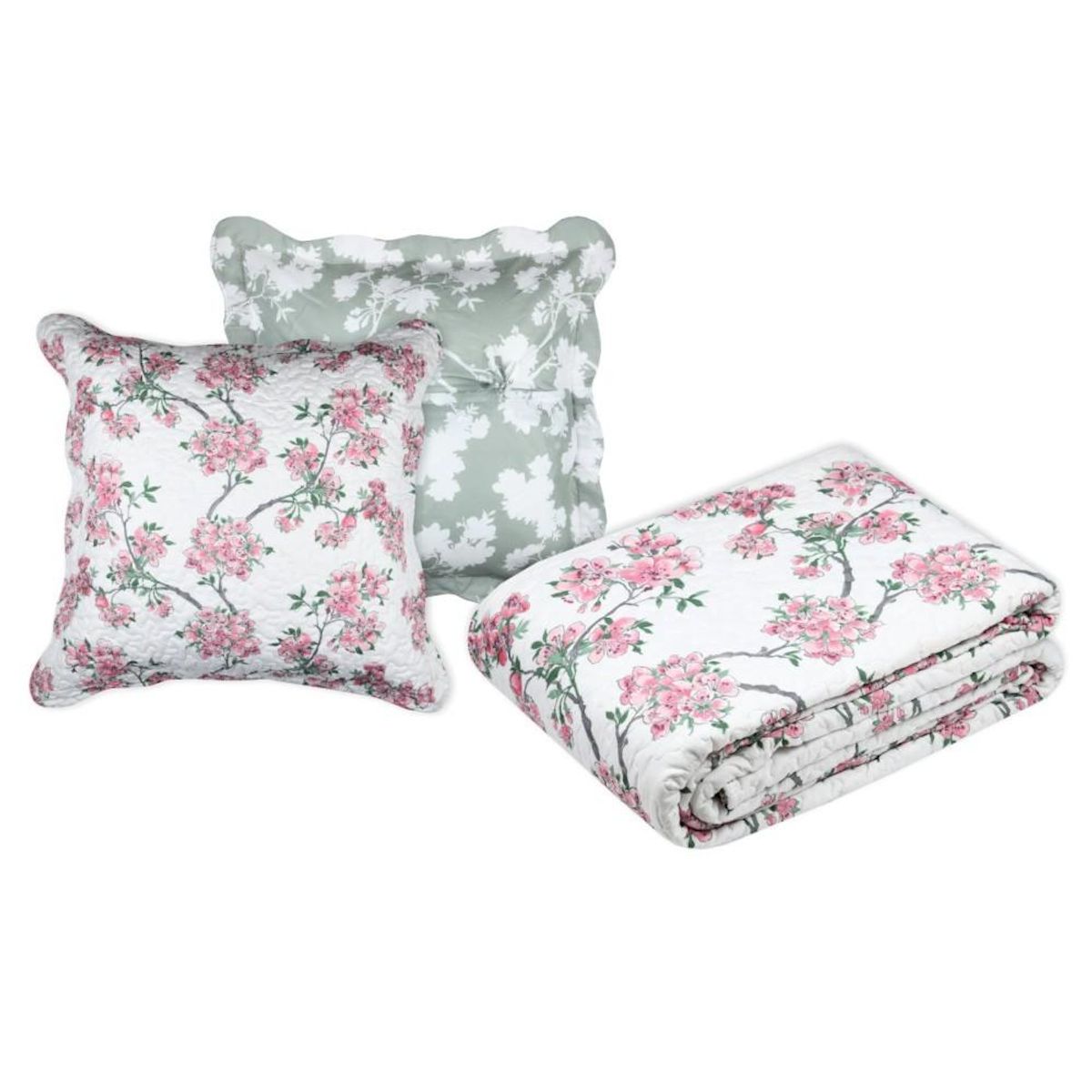 Lovely Casa Couvre lit boutis réversible 260x240 avec 2 taies d'oreiller