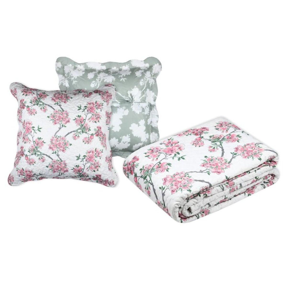 Lovely Casa Couvre lit boutis réversible 260x240 avec 2 taies d'oreiller