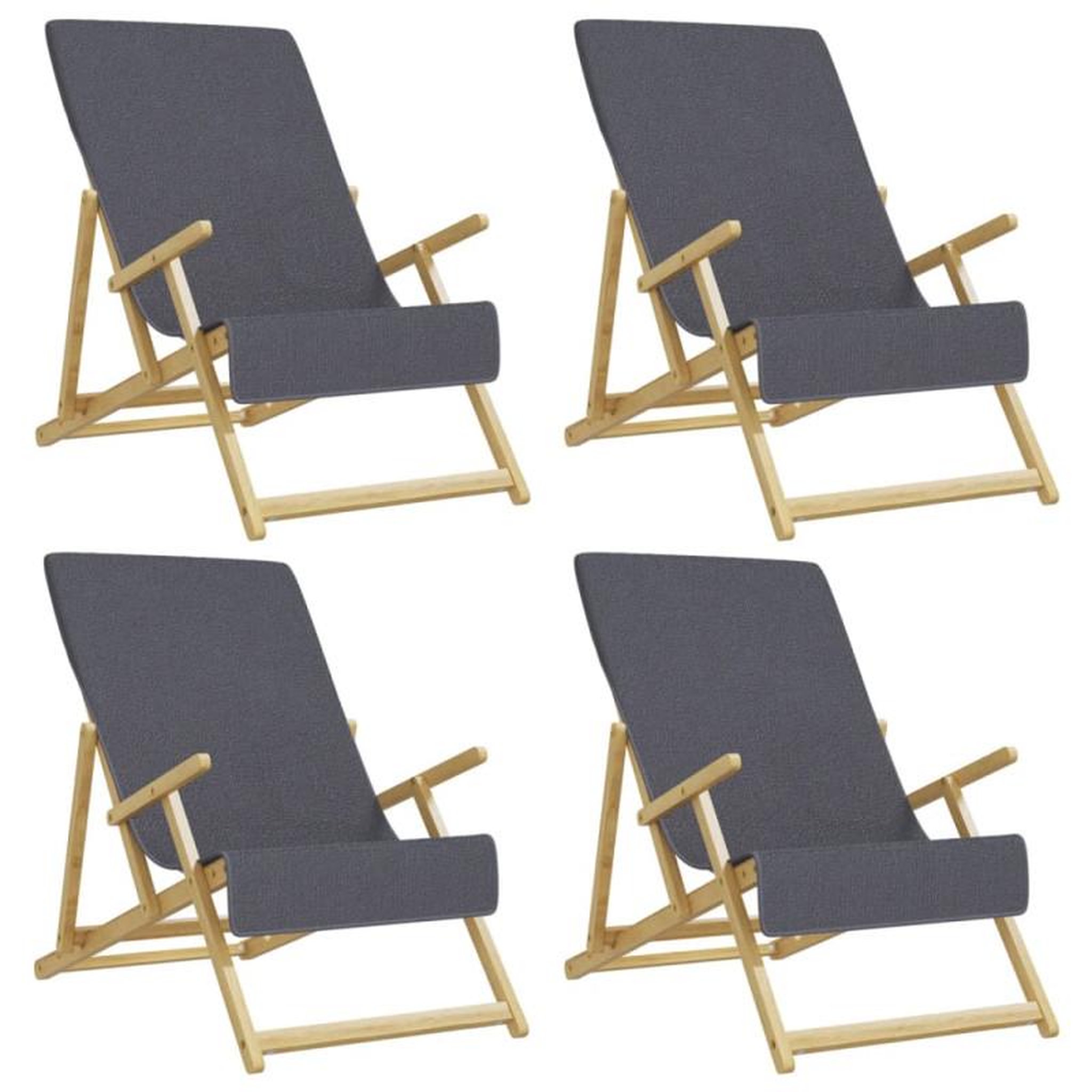 Voir la diapositive 2 : VIDAXL Serviettes de plage 4 pcs anthracite 60x135 cm tissu 400 GSM