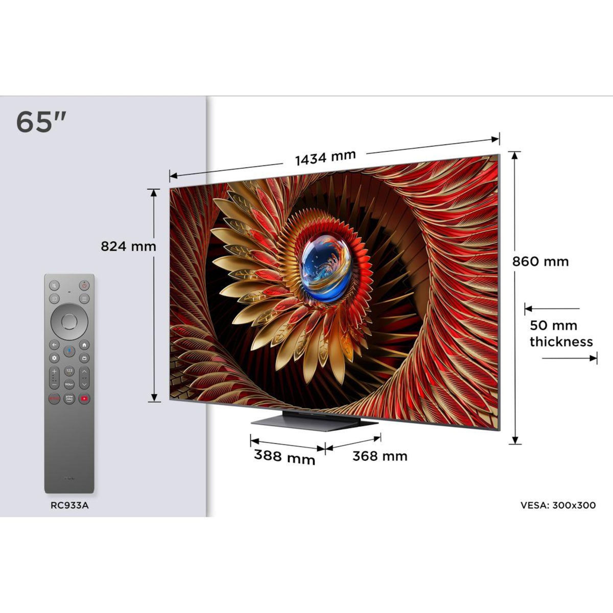 TCL TV Mini Led 65C89K 2025-65 pouces (164cm)