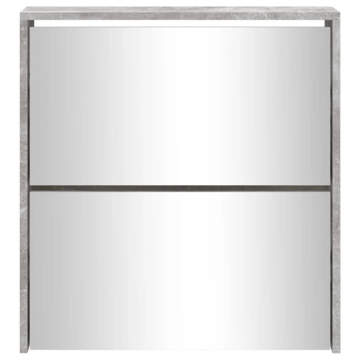 VIDAXL Armoire a chaussures et miroir 2 niveaux Gris beton 63x17x67 cm