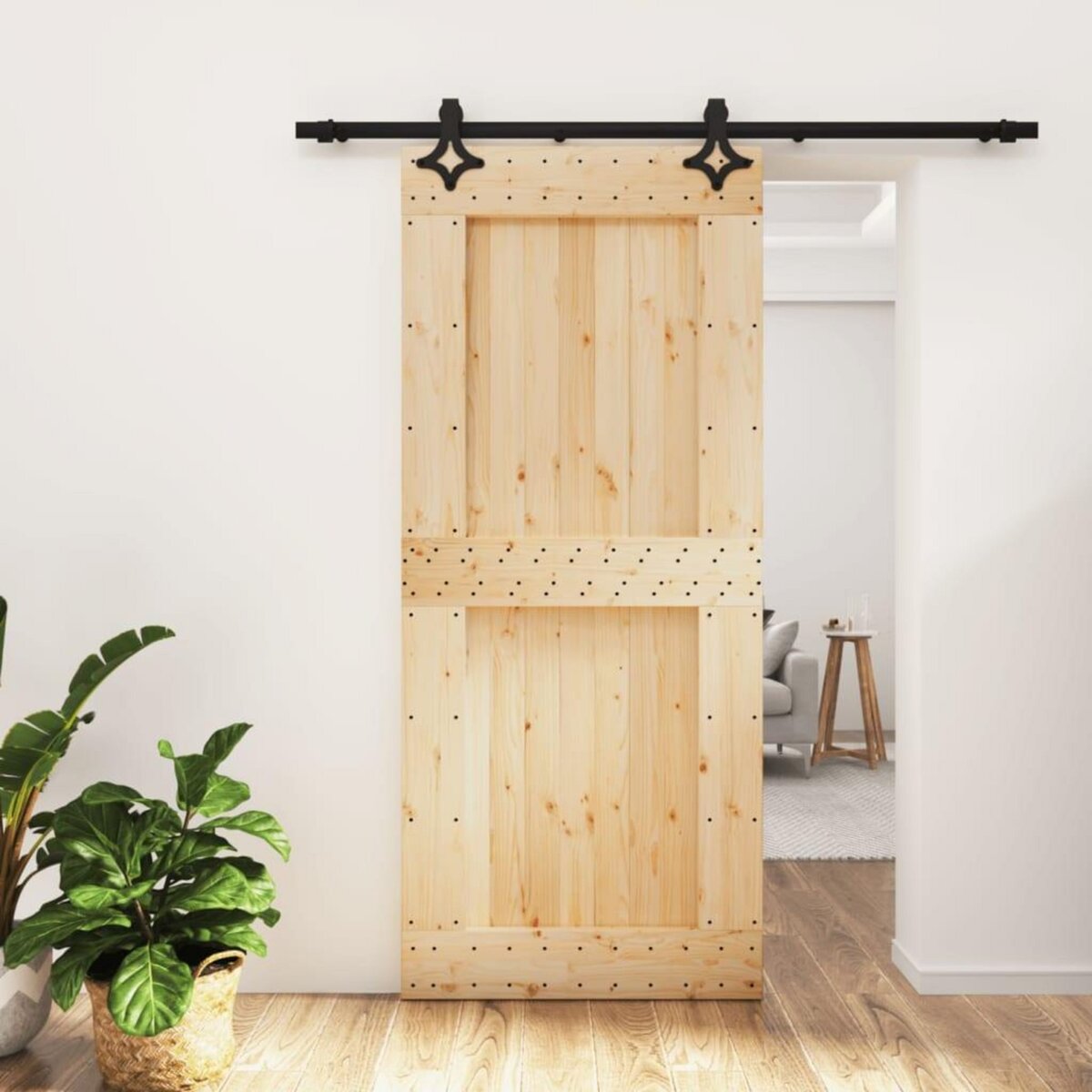 VIDAXL Porte coulissante et kit de quincaillerie 90x210 cm pin massif