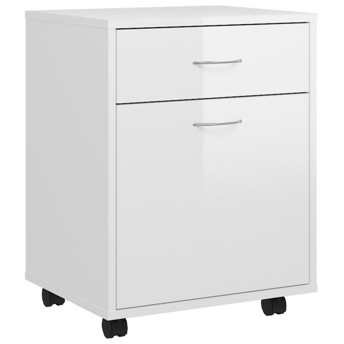 VIDAXL Armoire a roulettes Blanc brillant 45x38x54cm Bois d'ingenierie