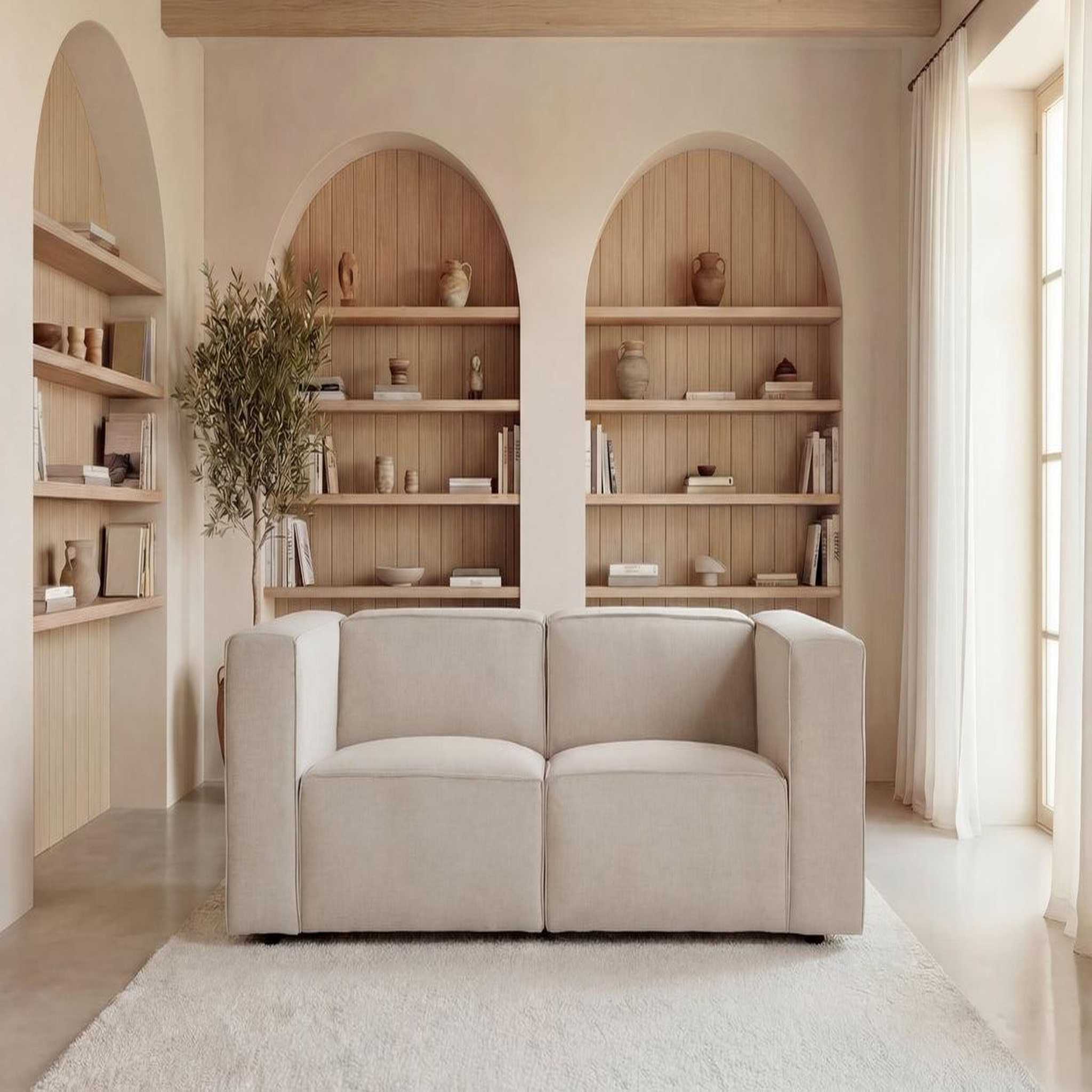 Voir la diapositive 3 : CASANOVA PARIS Mini basil - canapé droit tissu lisse 2 places