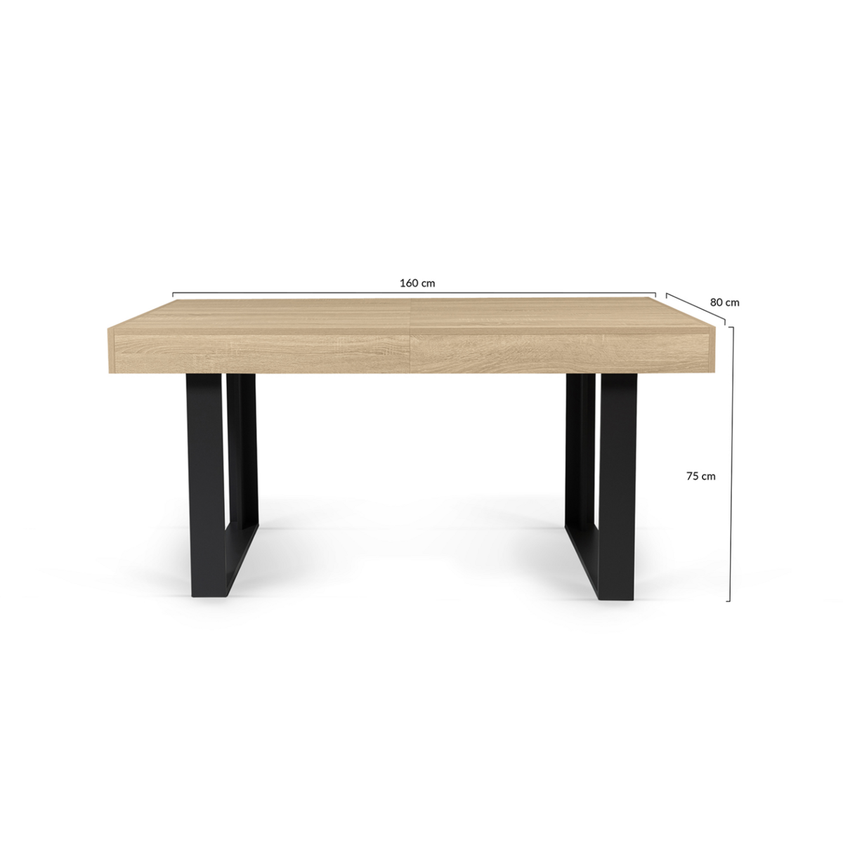 ID MARKET Table à manger extensible rectangle PHOENIX 4-8 personnes bois et noir 160-200 cm