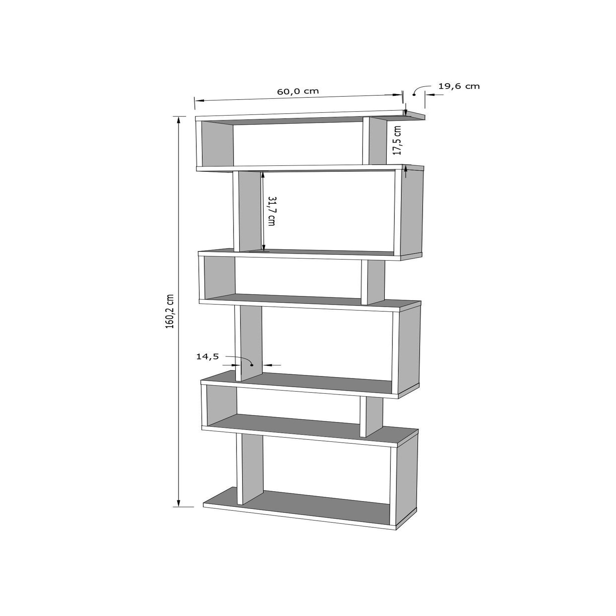 Voir la diapositive 4 : Habitat et Jardin Bibliothèque en bois  Bates  - 60 x 19 x 160 cm - Chêne blanc