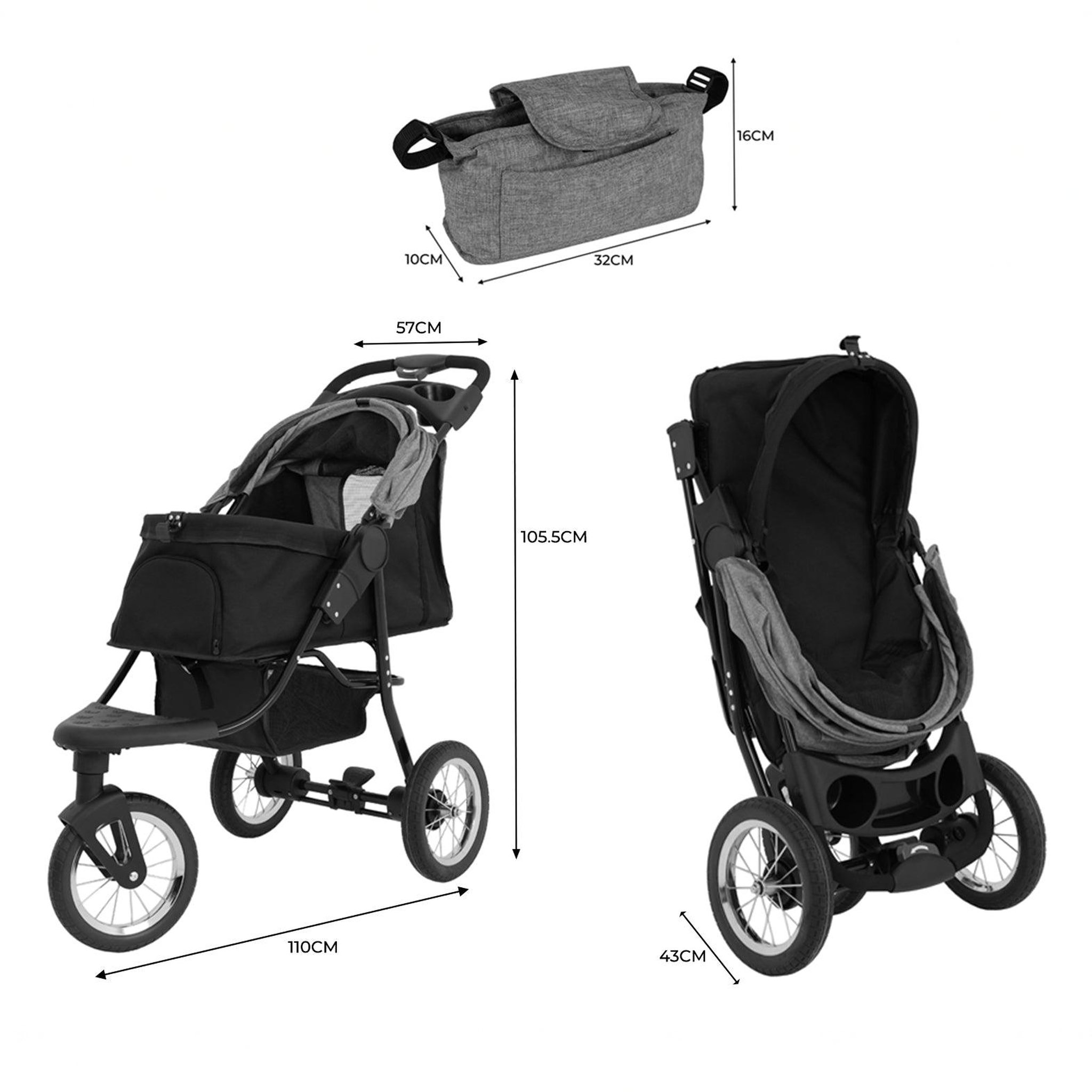 Voir la diapositive 5 : MONSTERSHOP Poussette jogger pour animal de compagnie