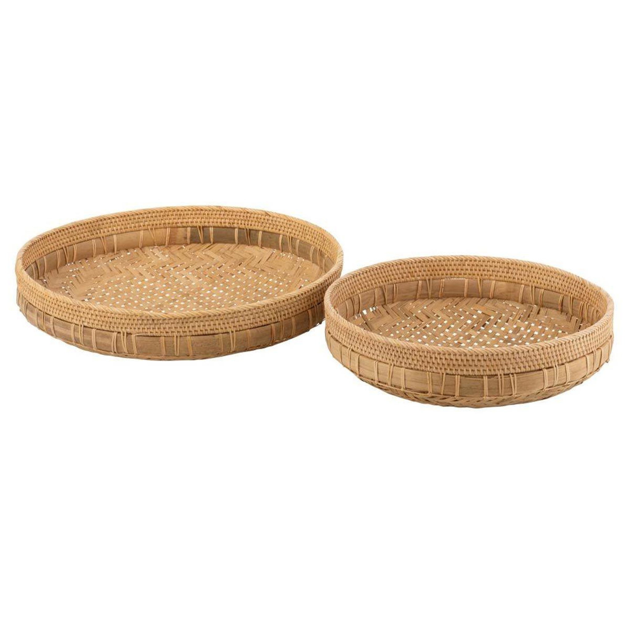Voir la diapositive 1 : J-LINE Lot de 2 coupelles déco  rotin  52cm naturel