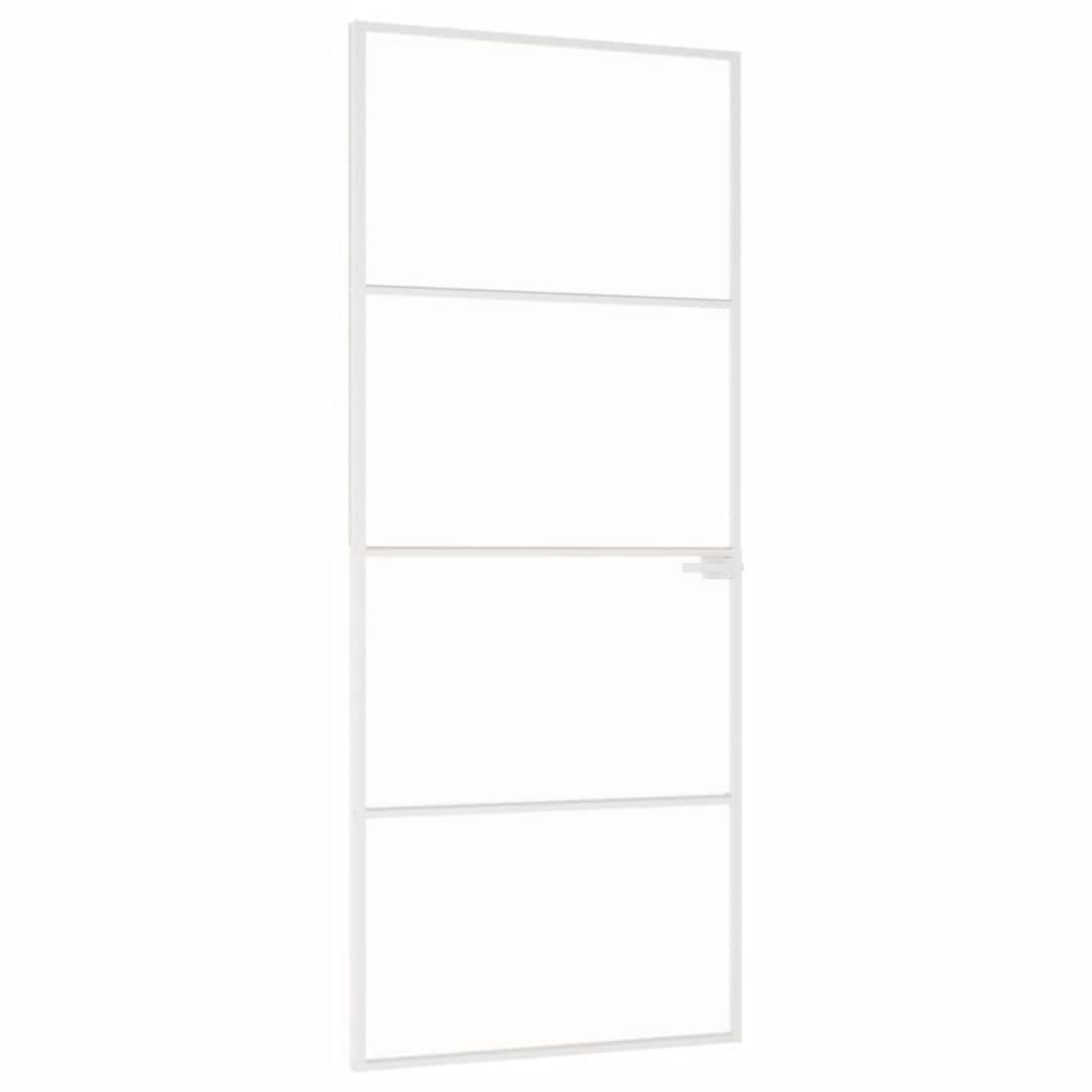 VIDAXL Porte d'interieur Blanc 83x201,5 cm Trempe verre aluminium fin