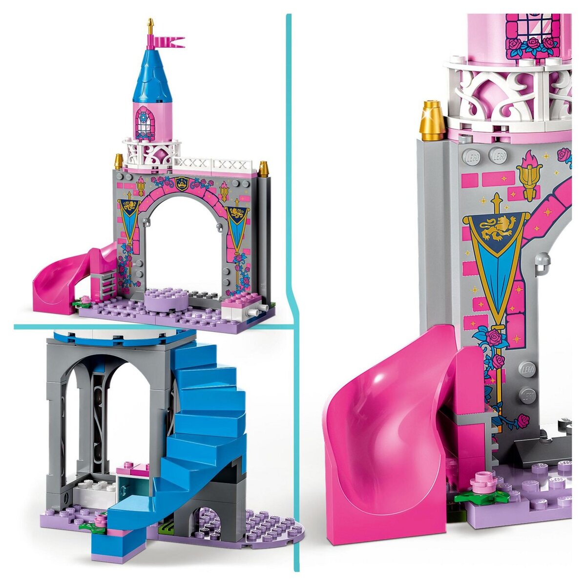 LEGO Disney Princess 43211 Le château d'Aurore, Jouet pour Filles et Garçons 4 Ans, Figurines Belle au Bois Dormant, Prince Philippe et Mini-Poupée Maléfique