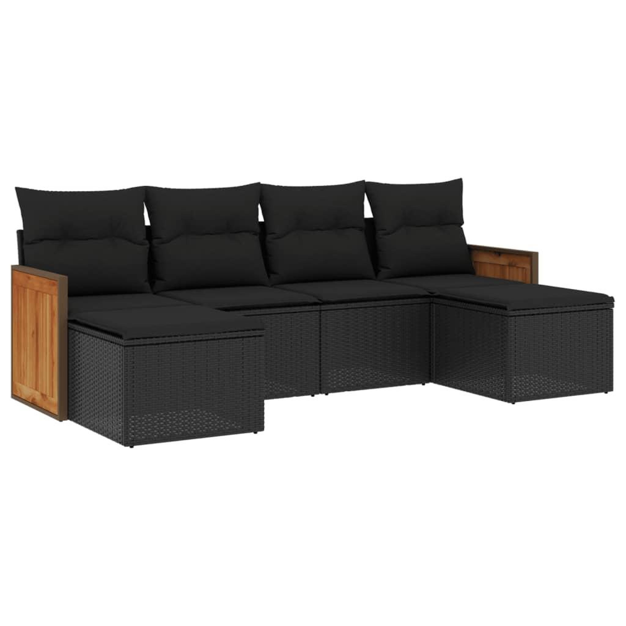 Voir la diapositive 2 : VIDAXL Salon de jardin 6 pcs avec coussins noir resine tressee
