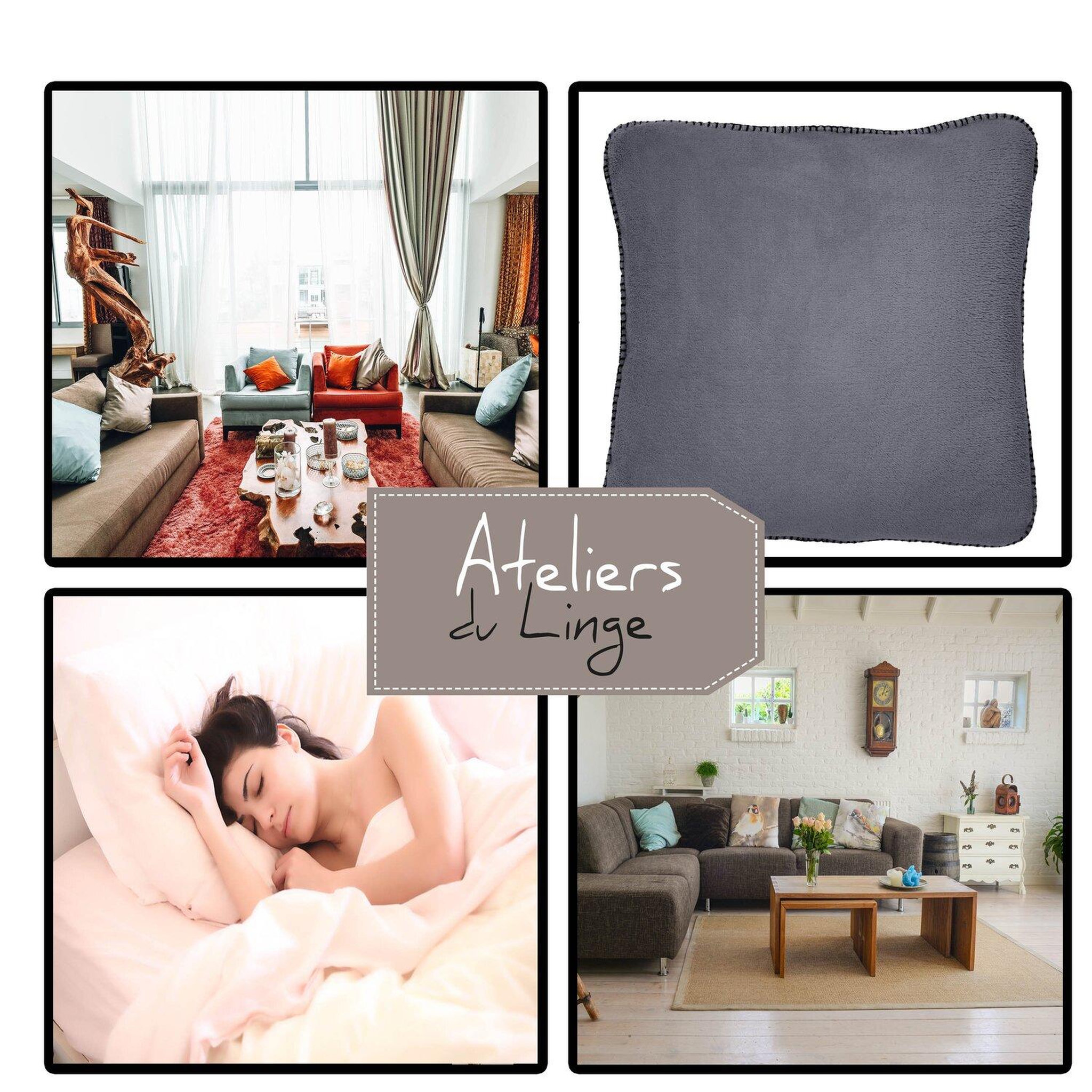 Voir la diapositive 3 : Les Ateliers du Linge Coussin imprime 100% polyester melly