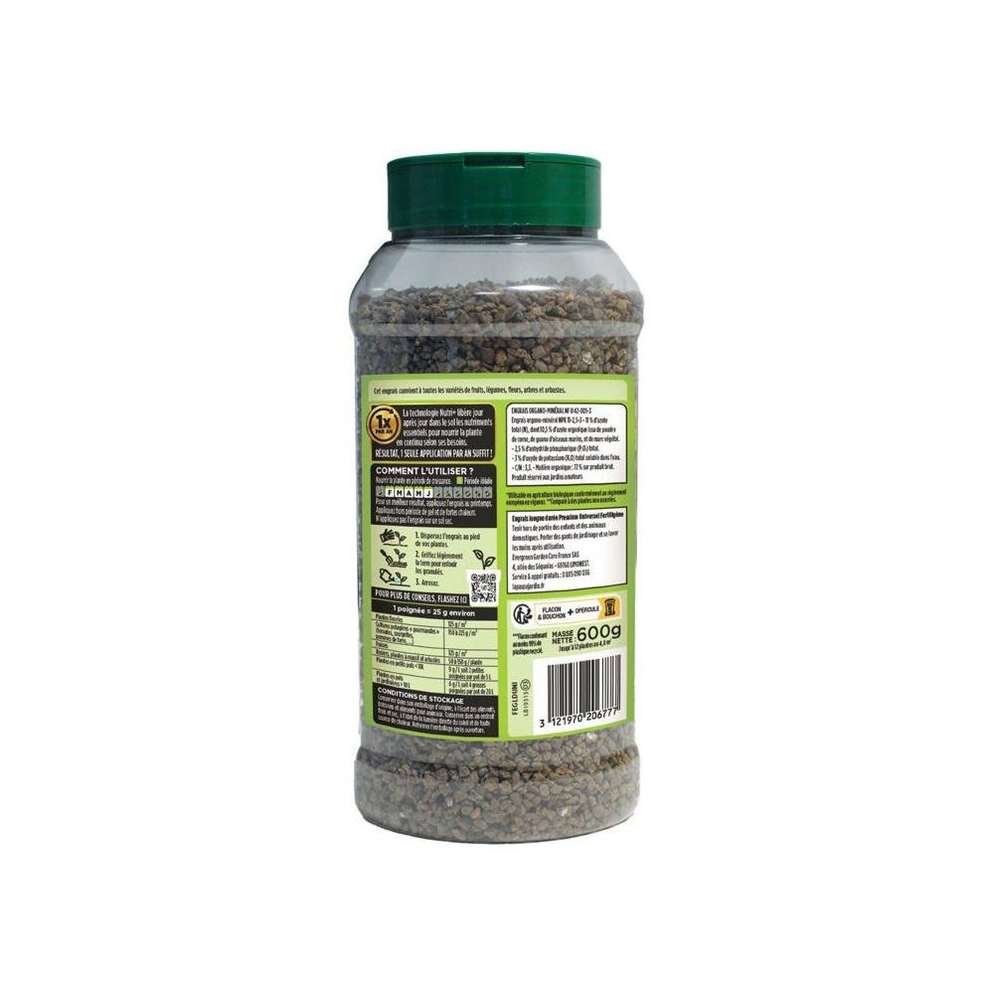 Voir la diapositive 3 : Fertiligene Fertiligene engrais universel longue durée orga-minéral npk 11-2.5-3 600 g, pour plantes d'ornement et légumes
