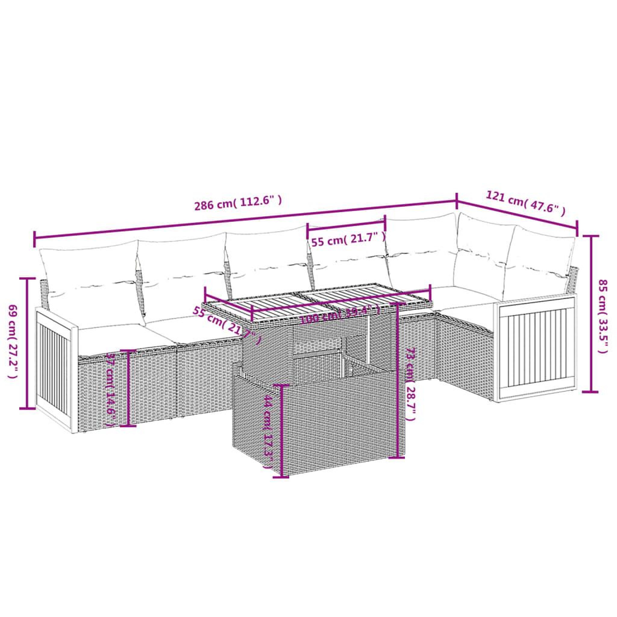 Voir la diapositive 3 : VIDAXL Salon de jardin avec coussins 7 pcs gris resine tressee