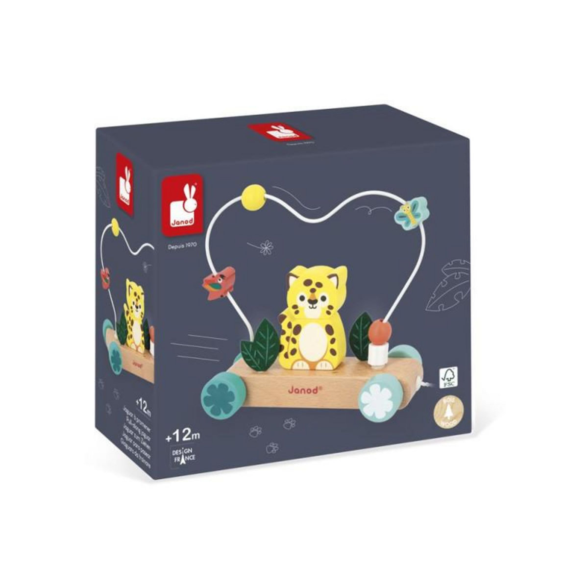 JANOD Jeu d éveil en bois Janod Jaguar à promener Tropik
