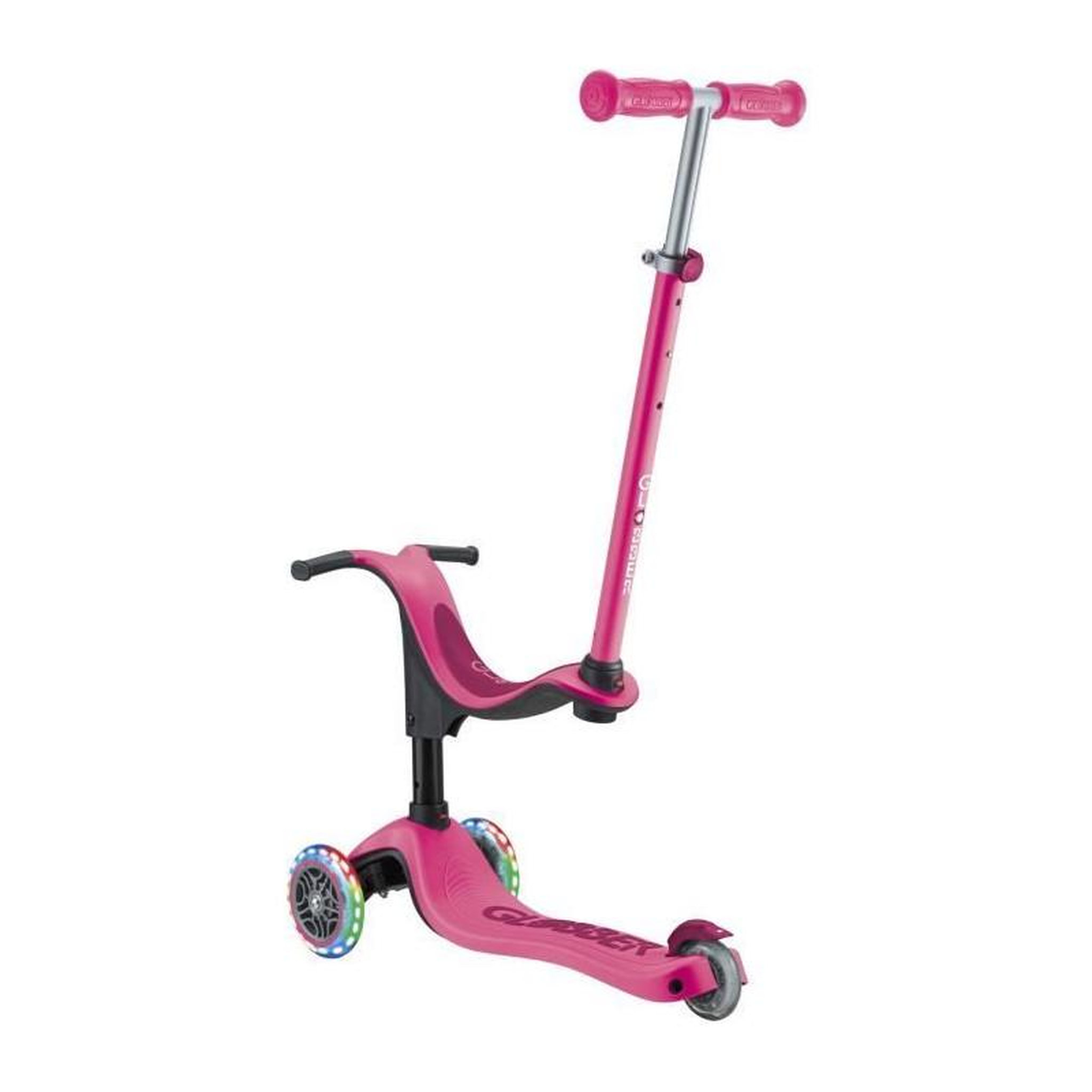 Voir la diapositive 2 : Globber Trottinette 3 roues évolutive - GLOBBER - SPORTY LIGHTS - Rose - Lumineuses - Porteur, draisienne, trottinette - Siege - des 15