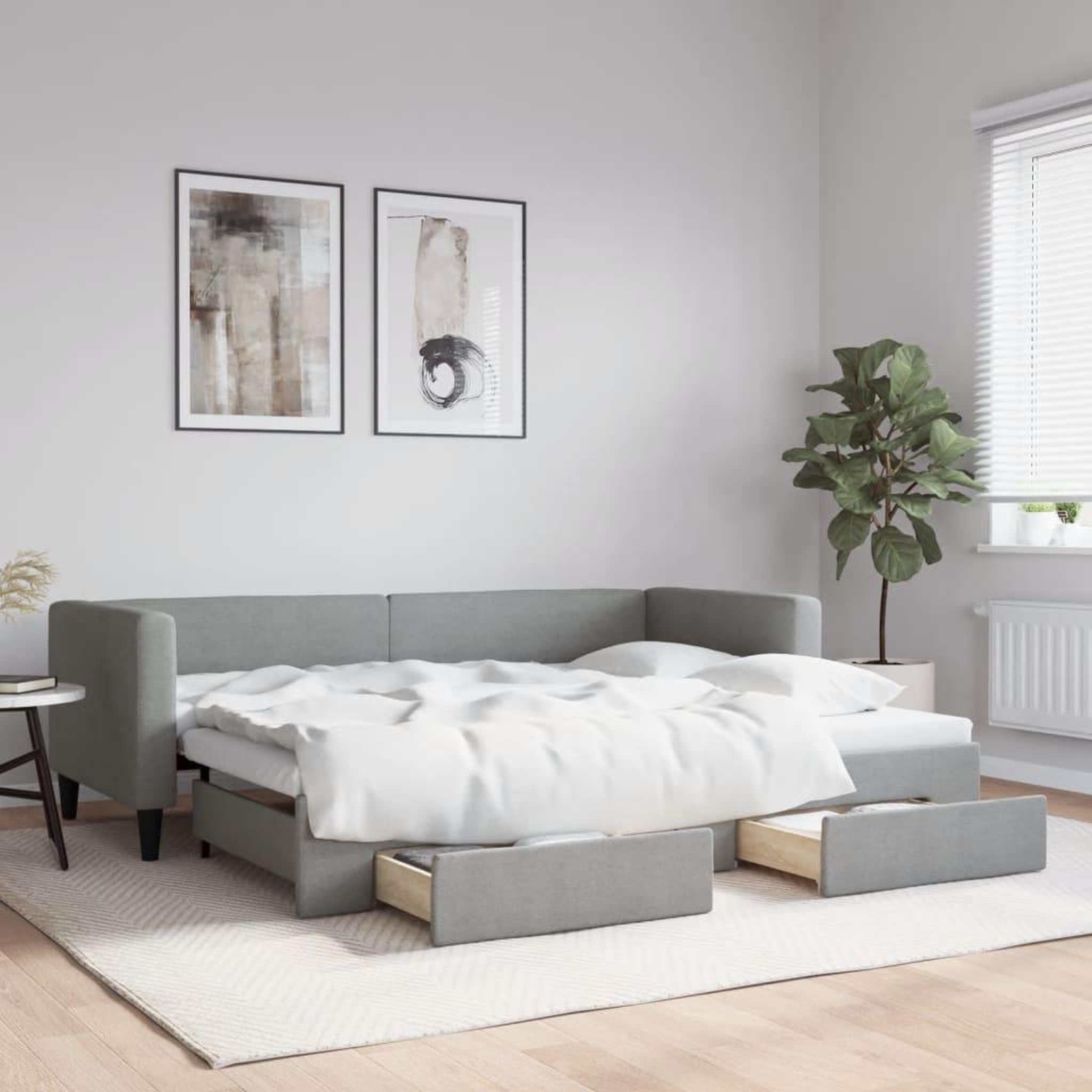VIDAXL Lit de jour avec gigogne et tiroirs sans matelas 80x200 cm