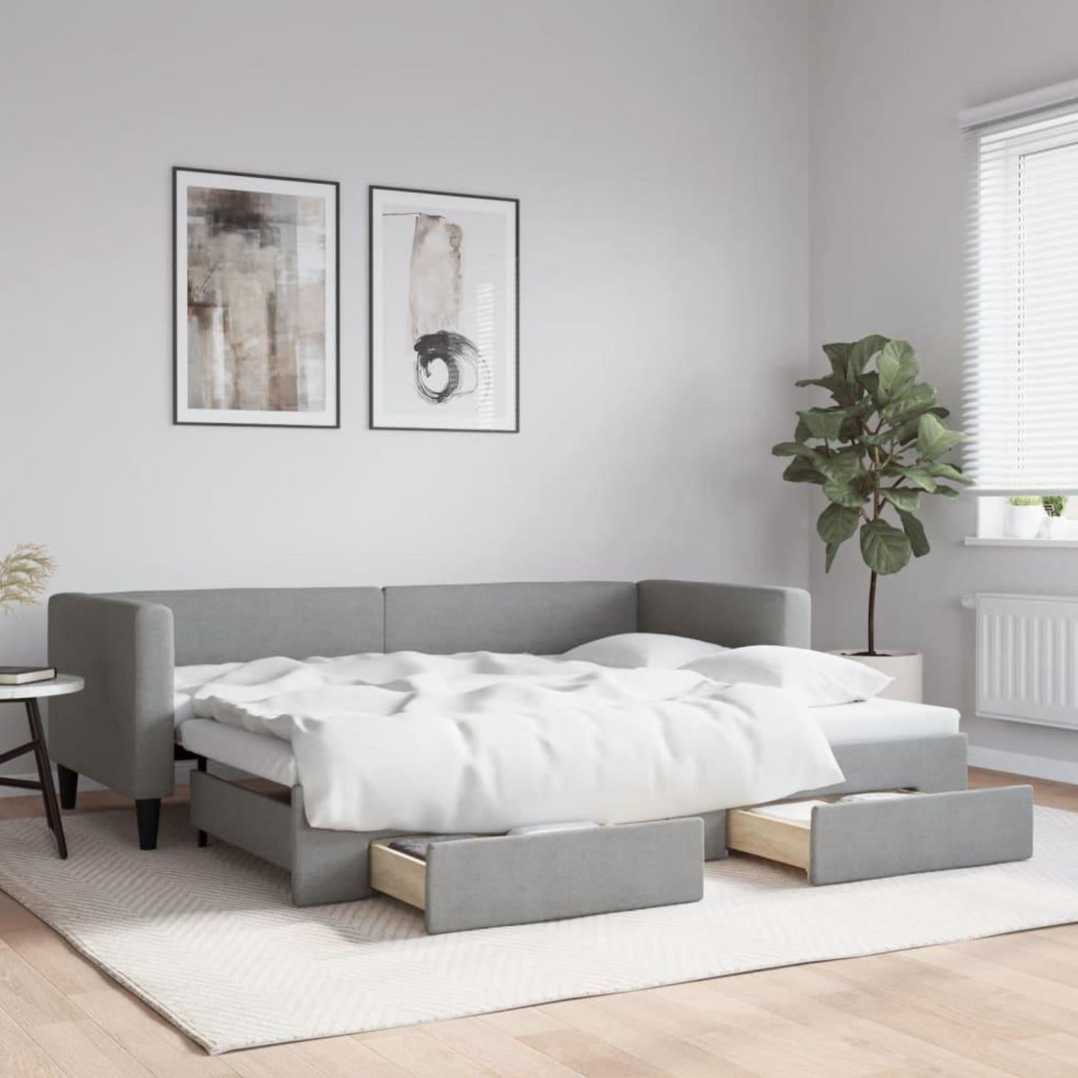 VIDAXL Lit de jour avec gigogne et tiroirs sans matelas 80x200 cm