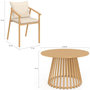 Voir la diapositive 5 : ID MARKET Salon de jardin SOLAL table ronde 120 cm avec pied lattes en métal et 6 chaises de jardin avec lanières et coussins beiges