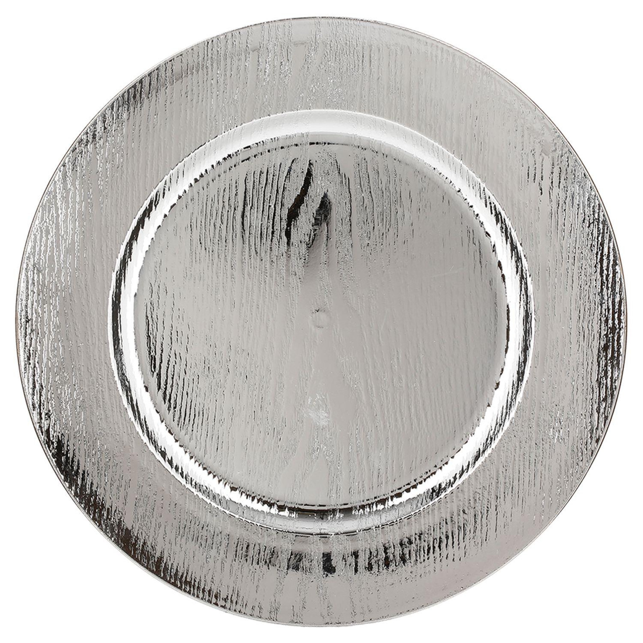 TOILINUX Lot de 12 assiettes de présentation effet bois - argent
