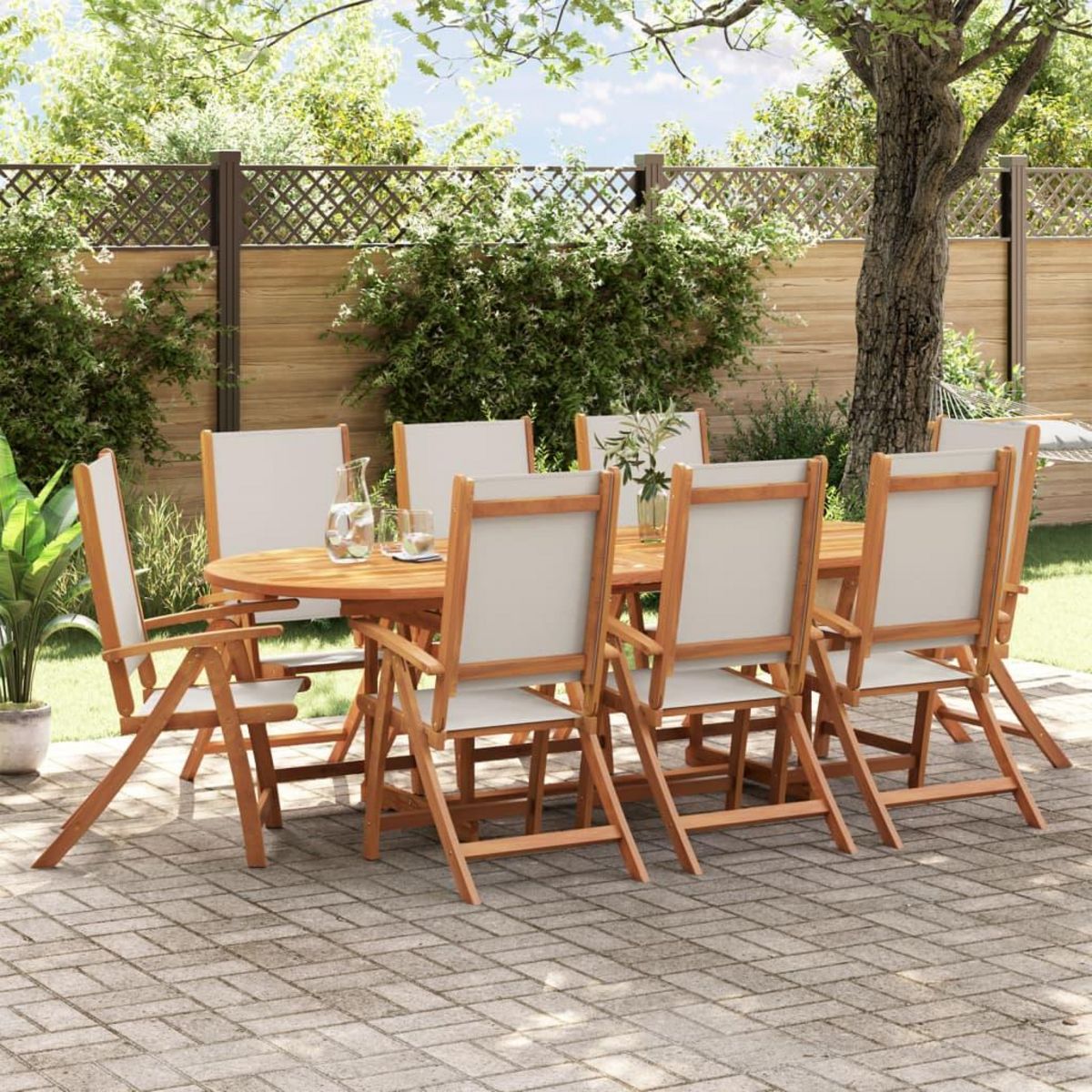 VIDAXL Chaises pliables de jardin lot de 8 bois d'acacia et textilene