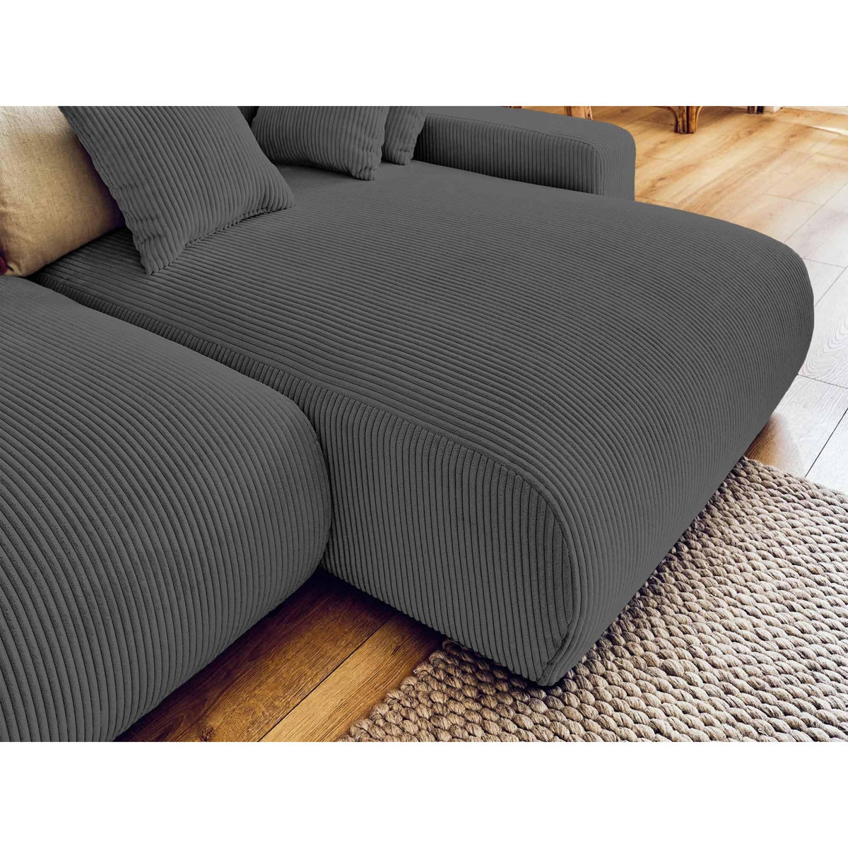 LISA DESIGN Pivoine - canapé d'angle réversible - 4 places - convertible avec coffre - en velours côtelé