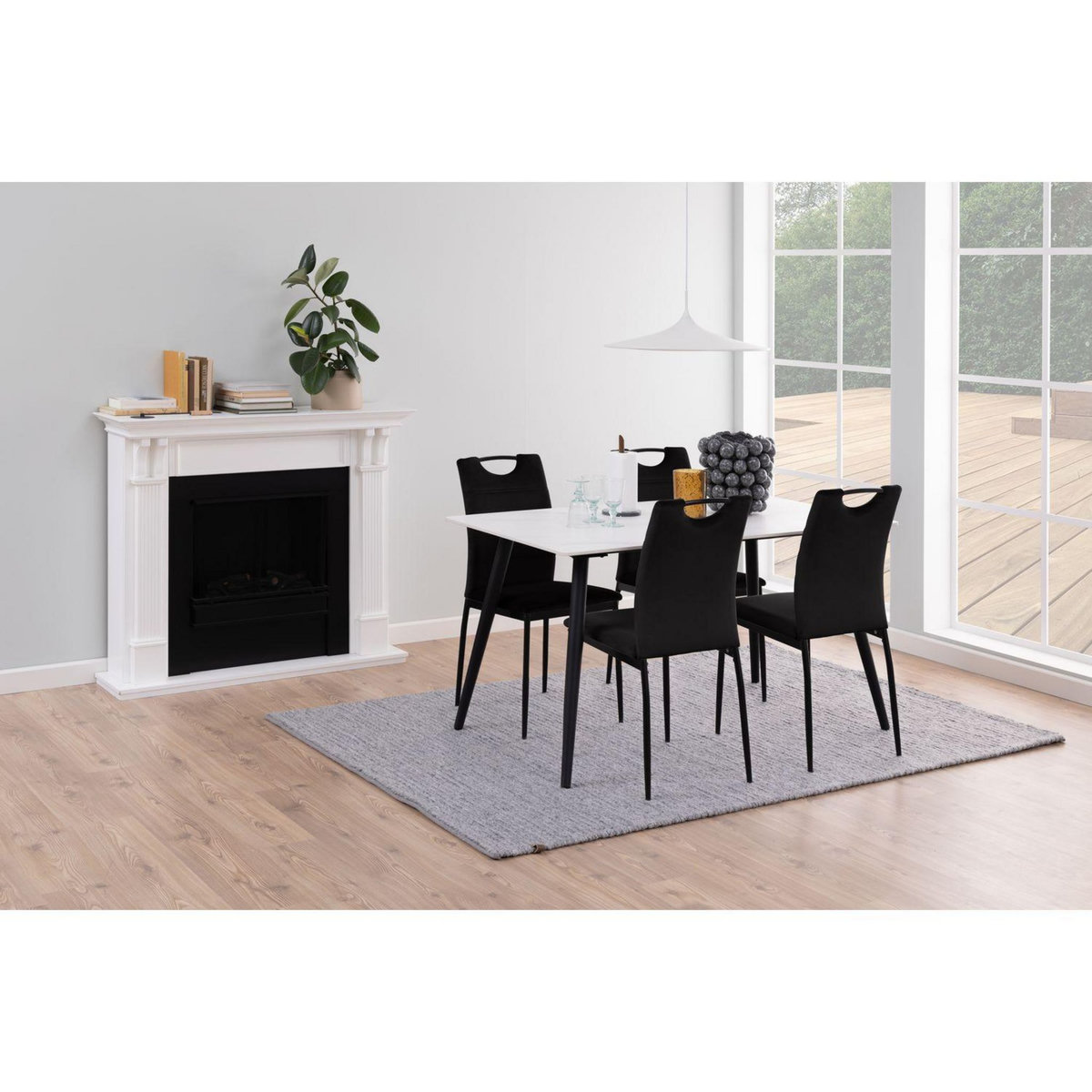 TOILINUX Lot de 4 Chaises de salle à manger Dina effet velours et métal