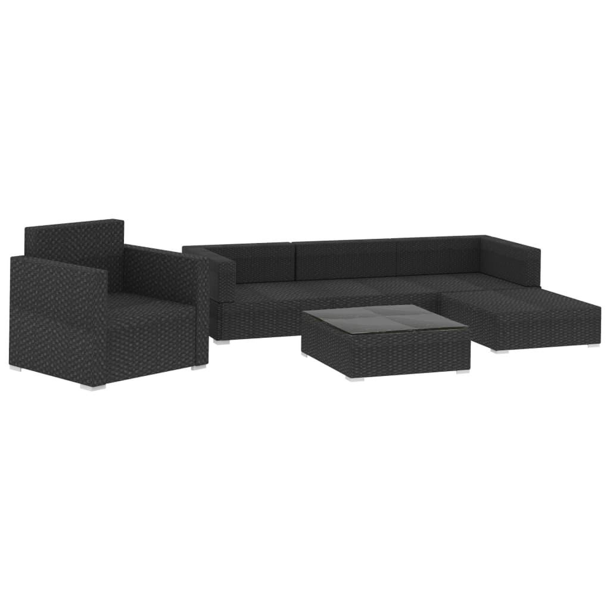 Voir la diapositive 3 : VIDAXL Salon de jardin 6 pcs avec coussins resine tressee noir