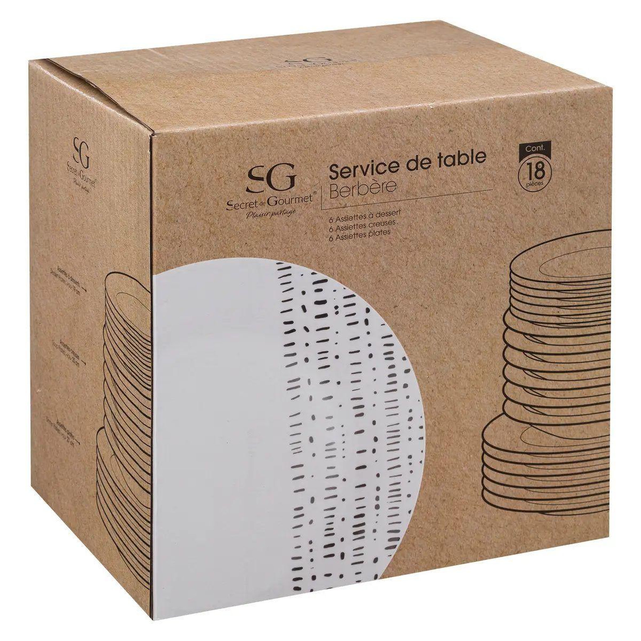 Voir la diapositive 5 : SECRET DE GOURMET Service de table 18 pièces  berbère  27cm blanc