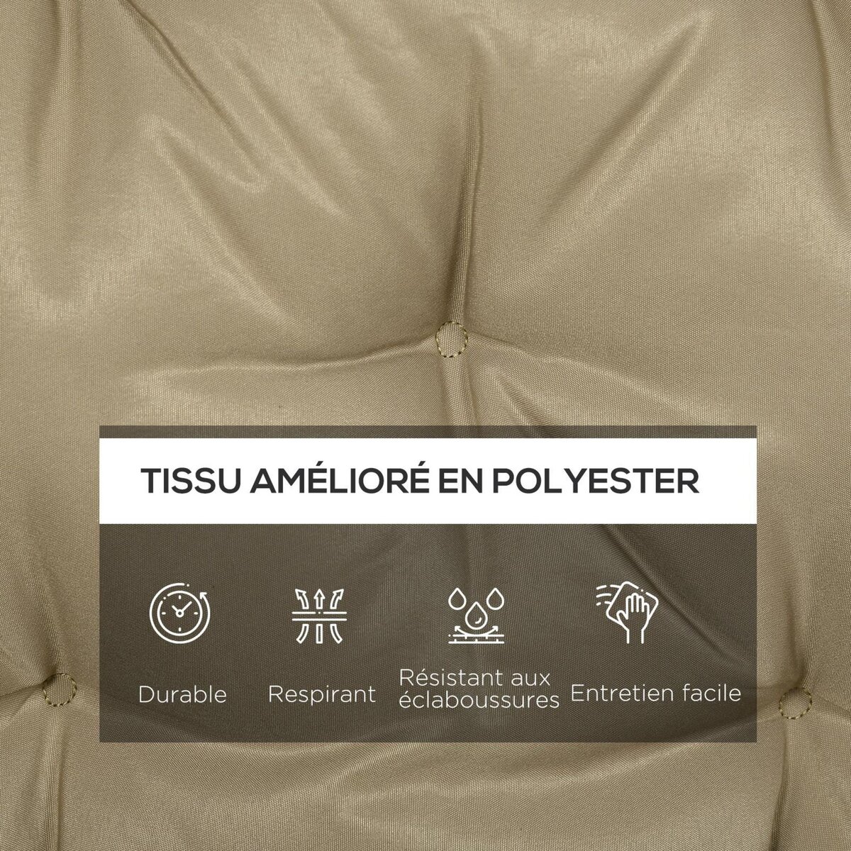 OUTSUNNY Coussin matelas assise dossier pour banc de jardin balancelle canapé 3 places grand confort 150 x 98 x 8 cm kaki