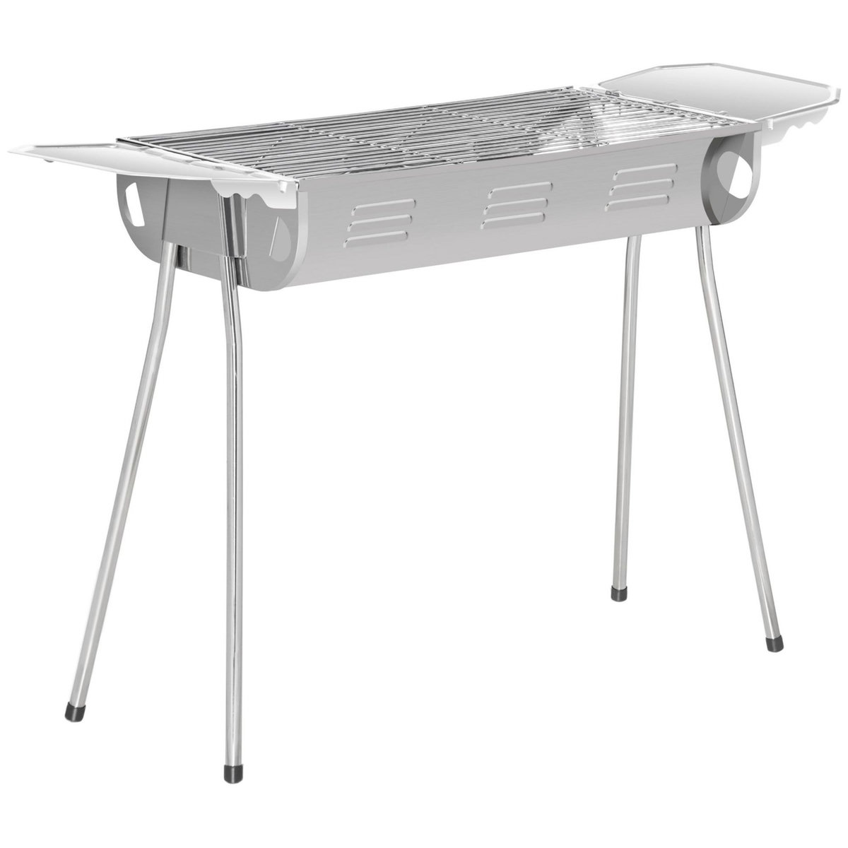 OUTSUNNY Barbecue à charbon portable BBQ grill sur pieds 2 tablettes rabattables dim. 93L x 30l x 60H cm acier inox.