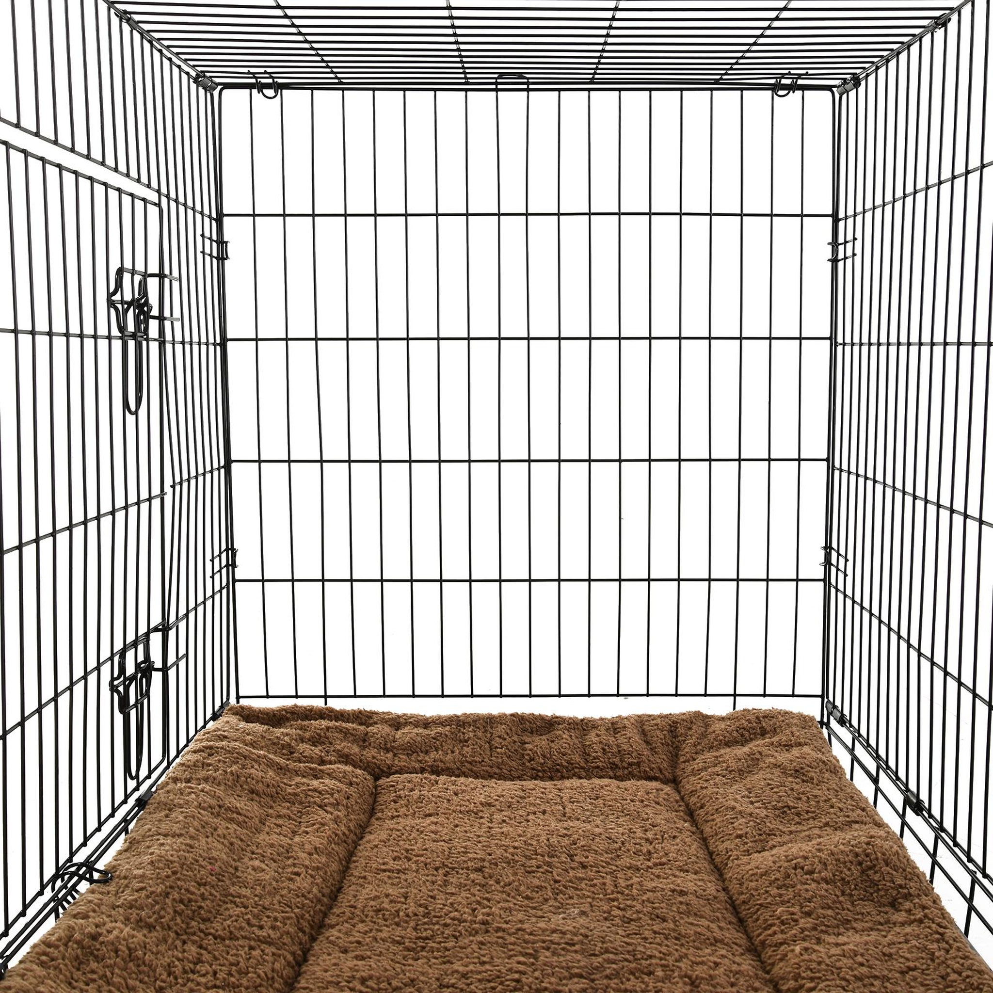 Voir la diapositive 6 : PAWHUT Cage caisse de transport pliante pour chien poignée, plateau amovible, coussin fourni 92 x 57 x 62,5 cm