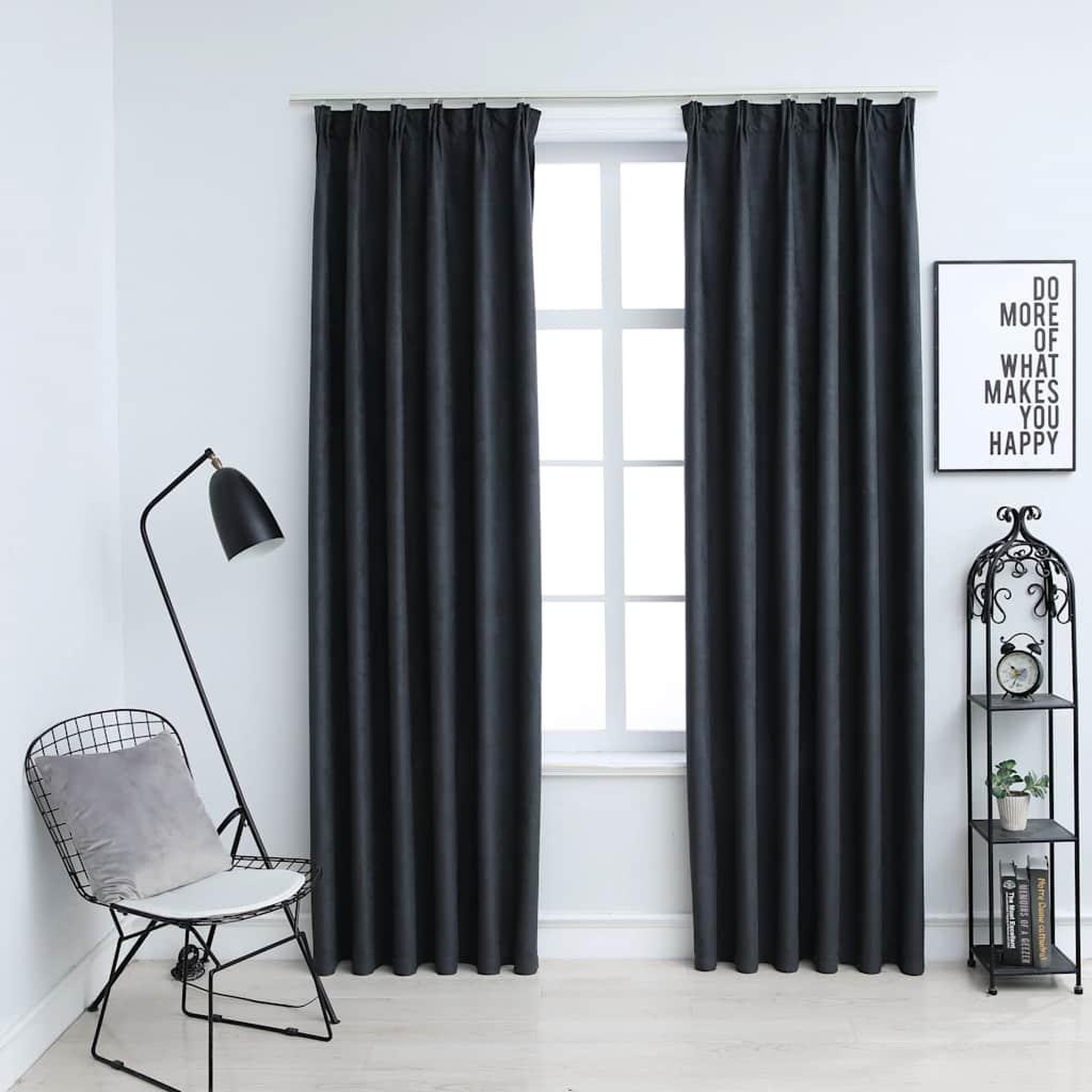 VIDAXL Rideaux occultants avec crochets 2 pcs Anthracite 140x175 cm