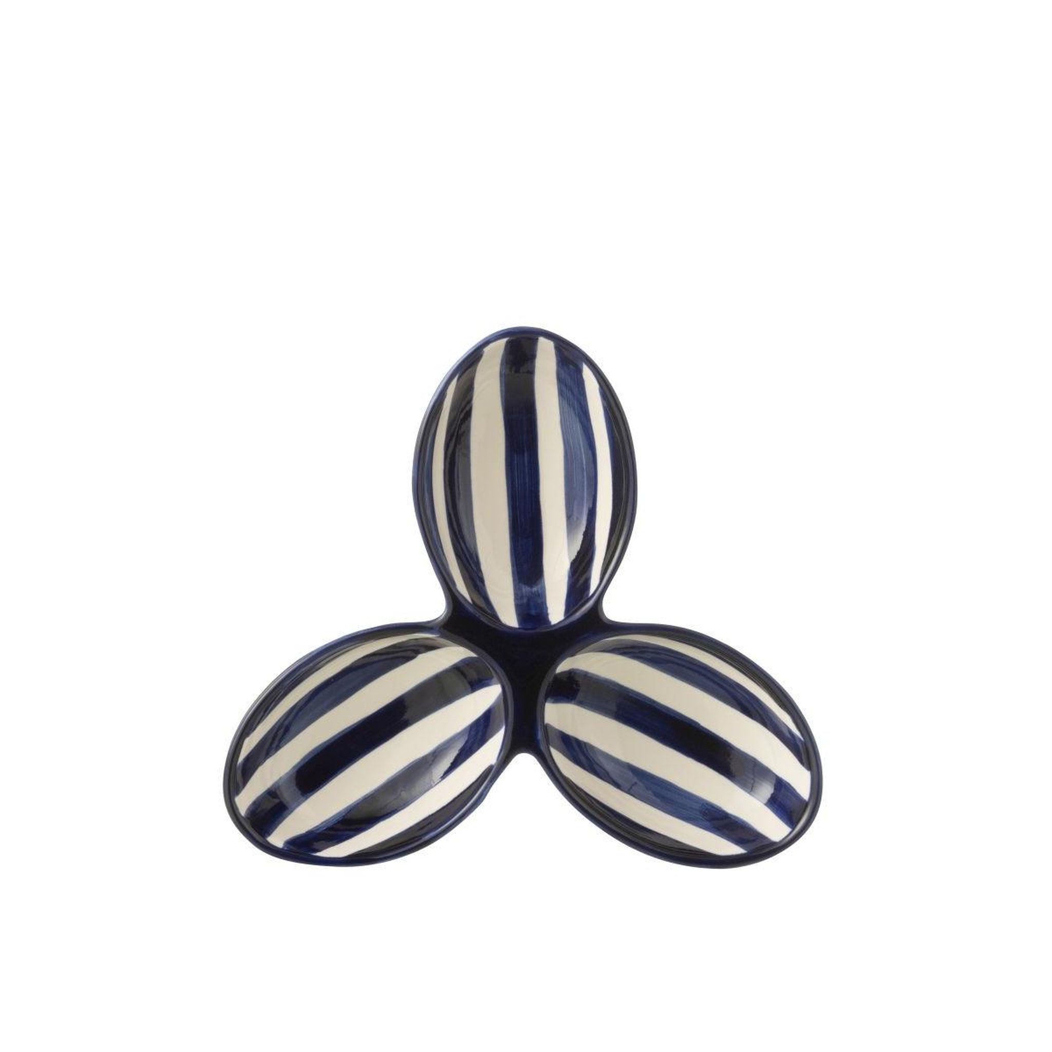 Voir la diapositive 2 : J-LINE Service apéritif en céramique  granada rayure  24cm bleu cobalt