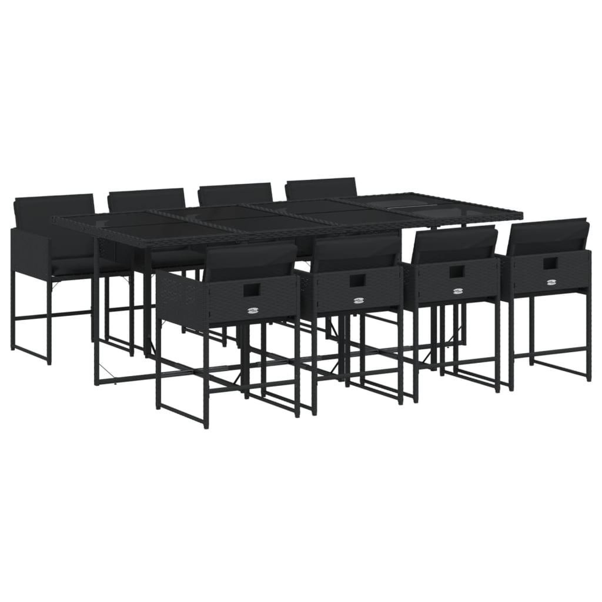 Voir la diapositive 2 : VIDAXL Ensemble a manger de jardin 9pcs coussins noir resine tressee