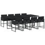 Voir la diapositive 2 : VIDAXL Ensemble a manger de jardin 9pcs coussins noir resine tressee