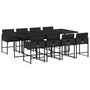Voir la diapositive 2 : VIDAXL Ensemble a manger de jardin 9pcs coussins noir resine tressee