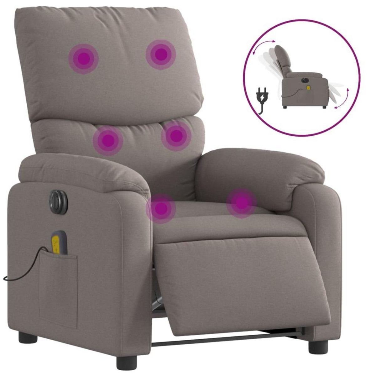 VIDAXL Fauteuil de massage inclinable electrique Taupe Tissu