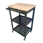 Paris Prix Desserte de Cuisine 3 Niveaux  Roulettes  84cm Noir