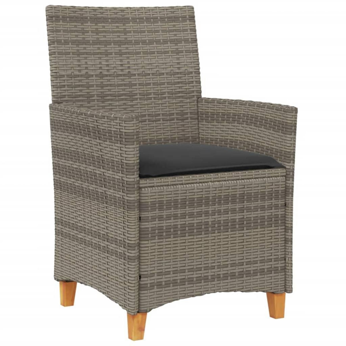 VIDAXL Chaises de jardin coussins lot de 2 gris resine tressee et bois