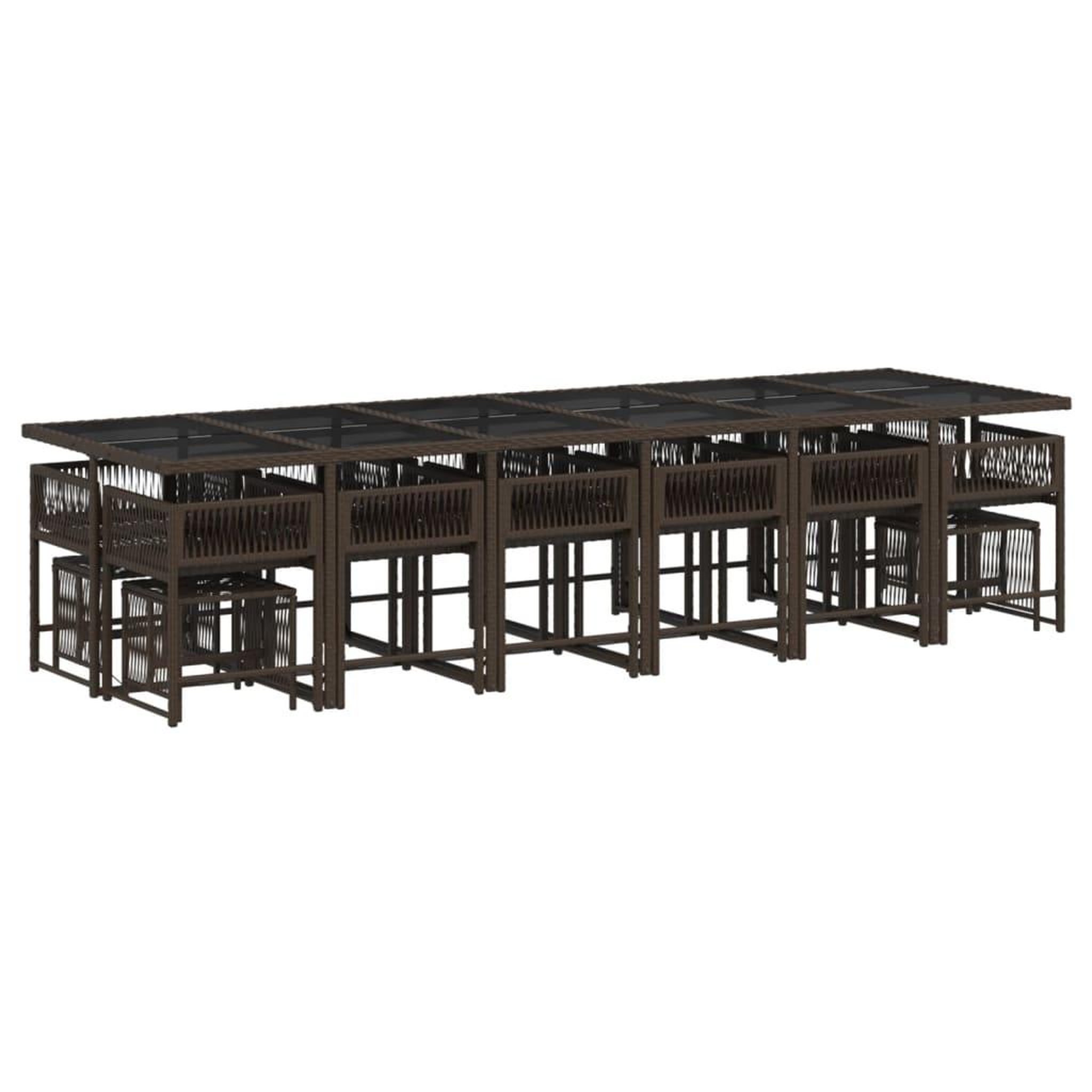Voir la diapositive 3 : VIDAXL Ensemble a manger de jardin et coussins 17 pcs marron rotin