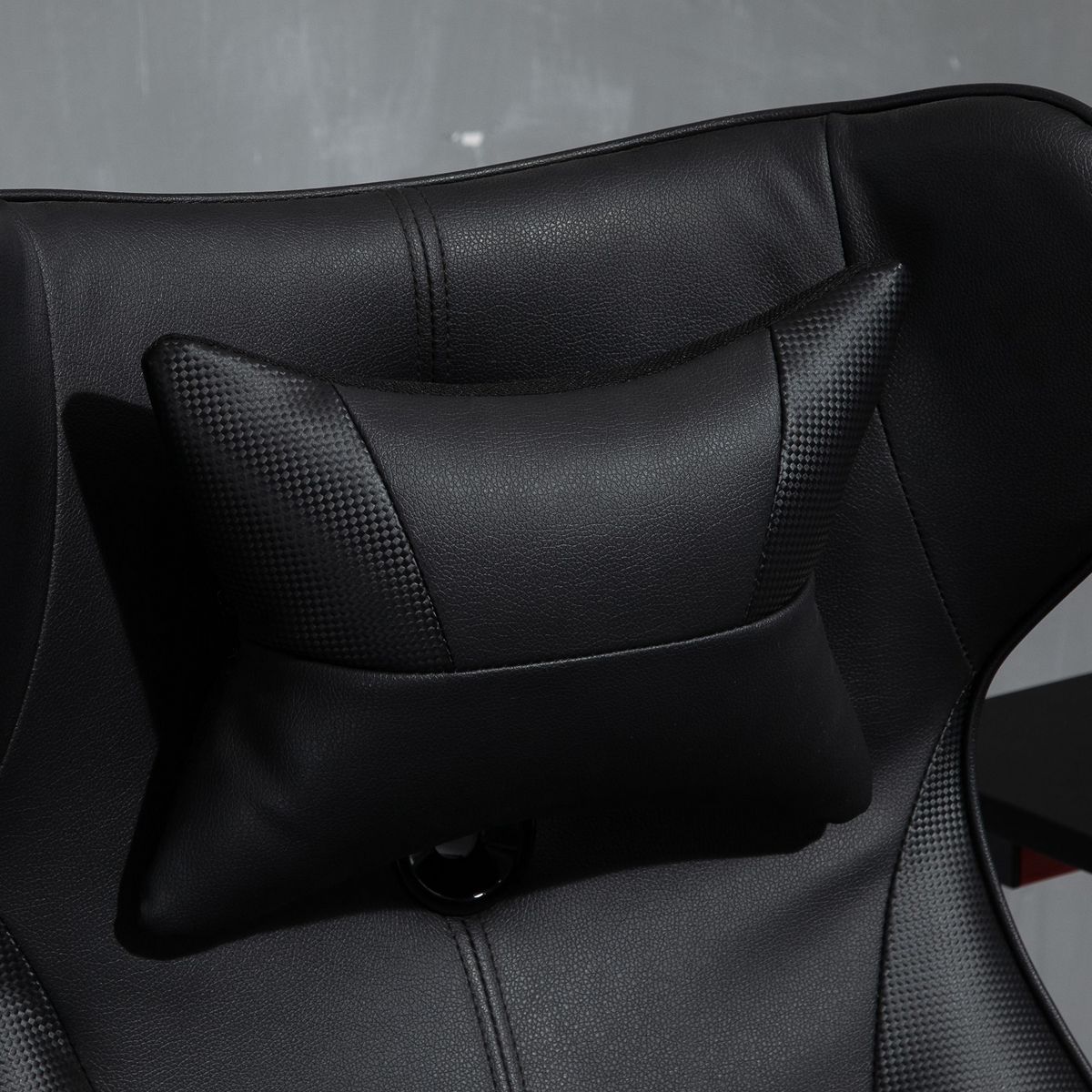 VINSETTO Vinsetto Fauteuil gaming fauteuil de bureau gaming base ronde métal pivotante 360° hauteur réglable coussins intégrés revêtement synthétique noir