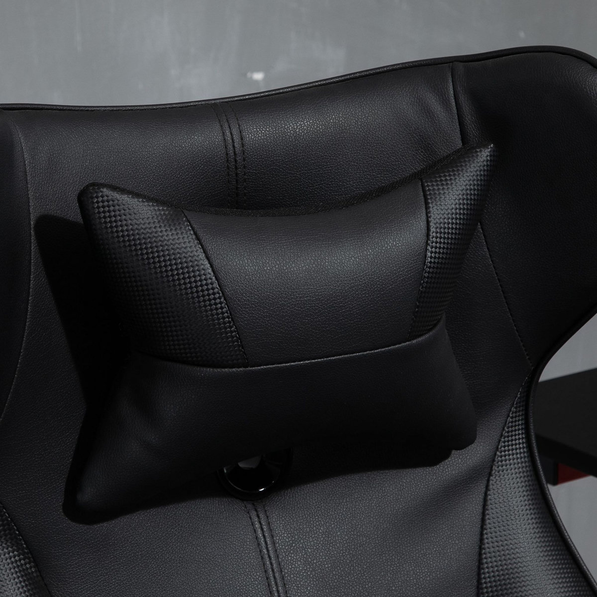 VINSETTO Vinsetto Fauteuil gaming fauteuil de bureau gaming base ronde métal pivotante 360° hauteur réglable coussins intégrés revêtement synthétique noir