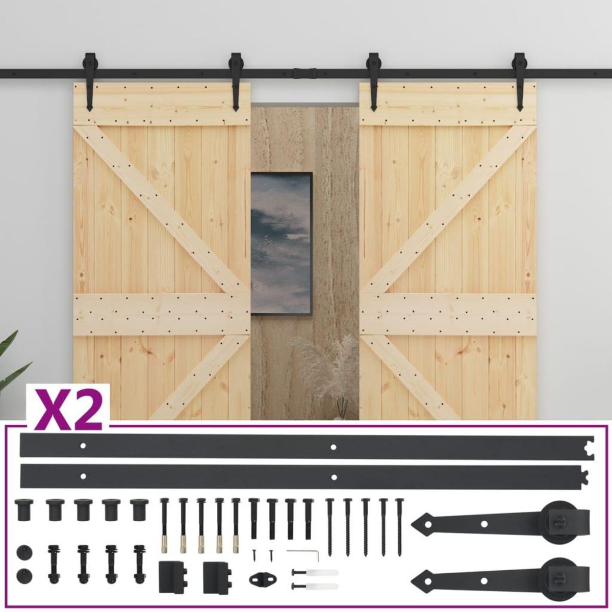 VIDAXL Porte coulissante avec kit de quincaillerie 90x210cm Pin massif