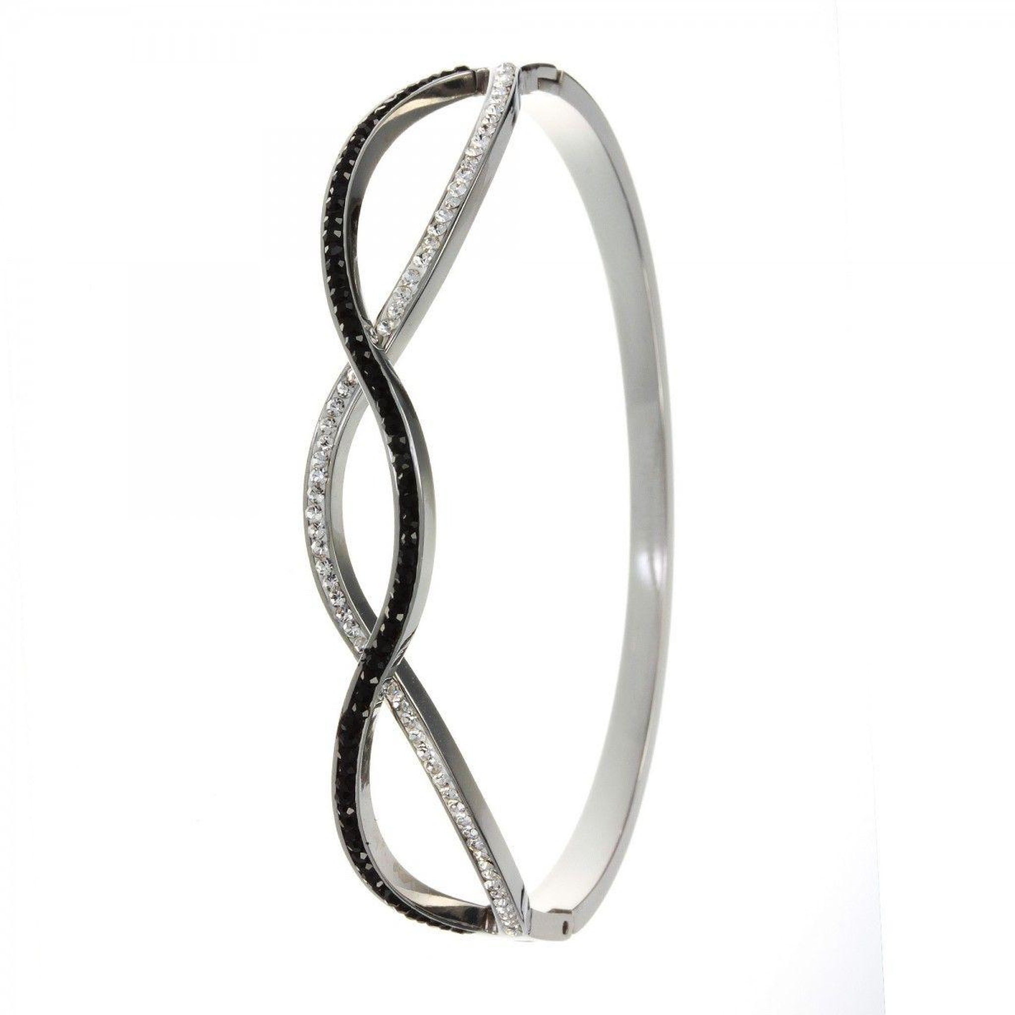 Voir la diapositive 1 : SC CRYSTAL Bracelet en acier inoxydable par SC Crystal orné de cristaux scintillants